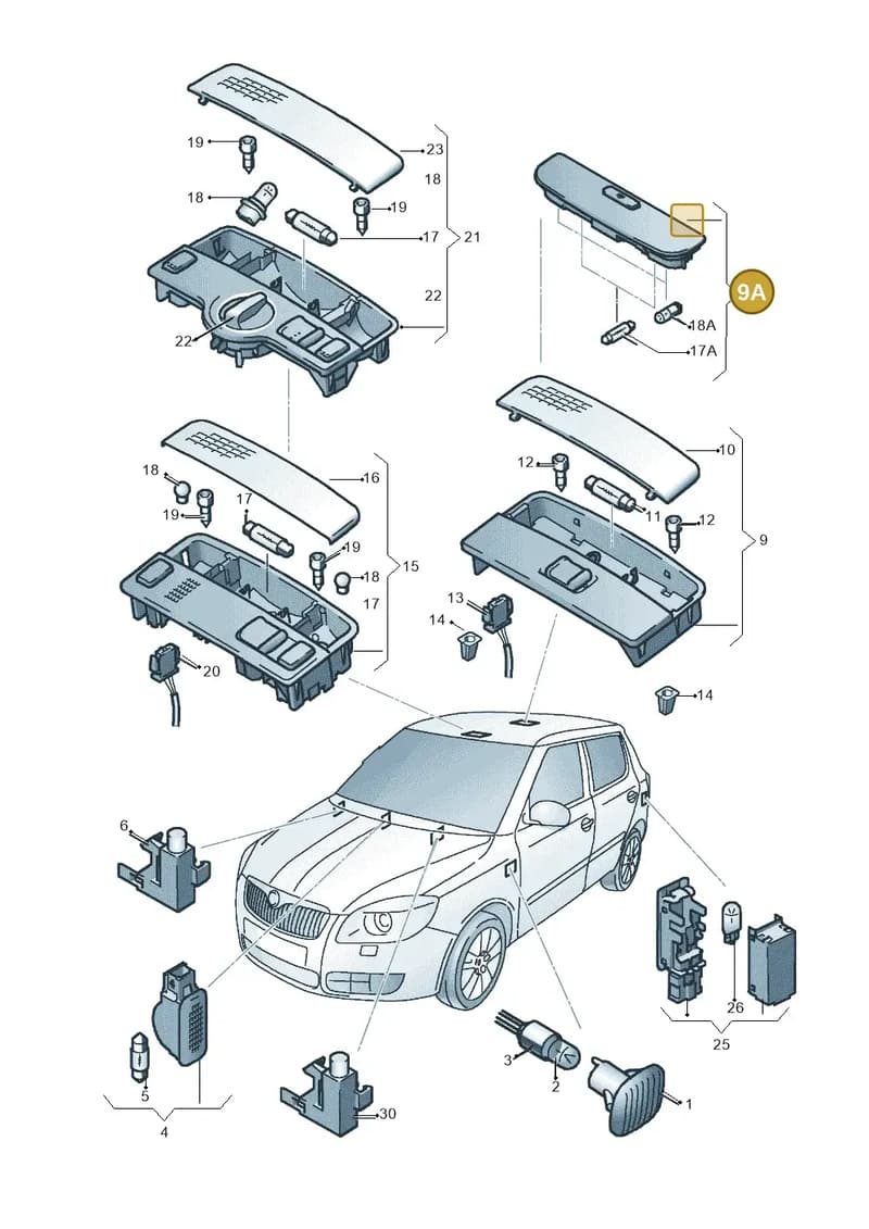 8P0947111CY20 — Skoda Fabia Scout (2010-2014) diagram 608947000, position 9A