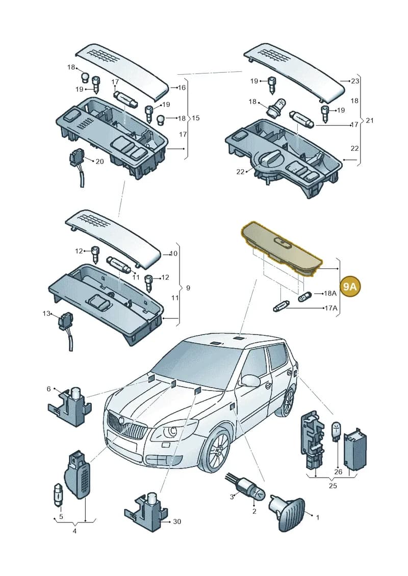 8P0947111CY20 — Skoda Fabia Ambiente (2009-2013) diagram 706947000, position 9A