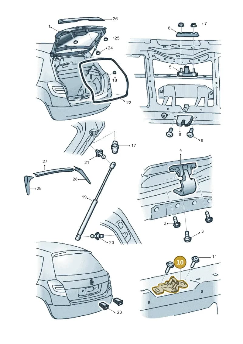 8P4827507A — Skoda Fabia Scout (2010-2014) diagram 608827100, position 10