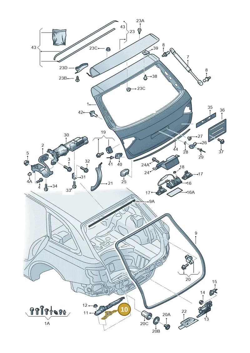 8P4827507A — Audi RS4 Av. qu. 4.2 (2012-2015) diagram 636827100, position 10