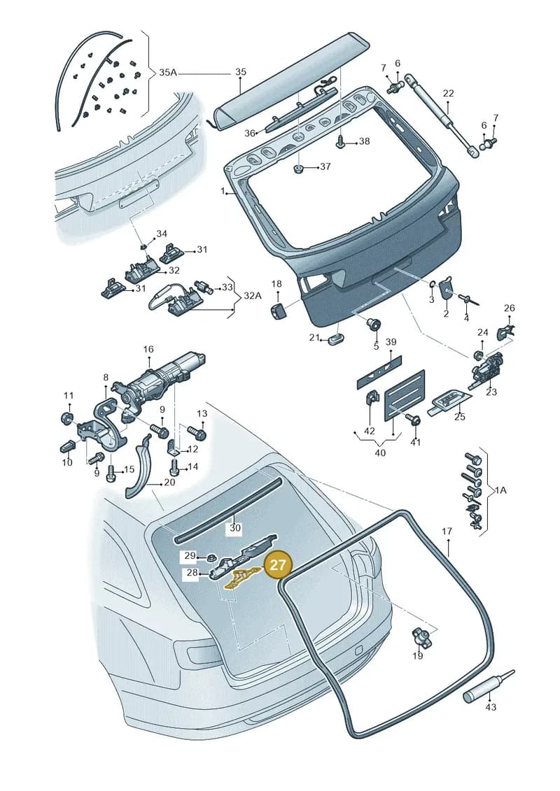 8P4827507A — Audi A6 (2014-2018) diagram 717827100, position 27