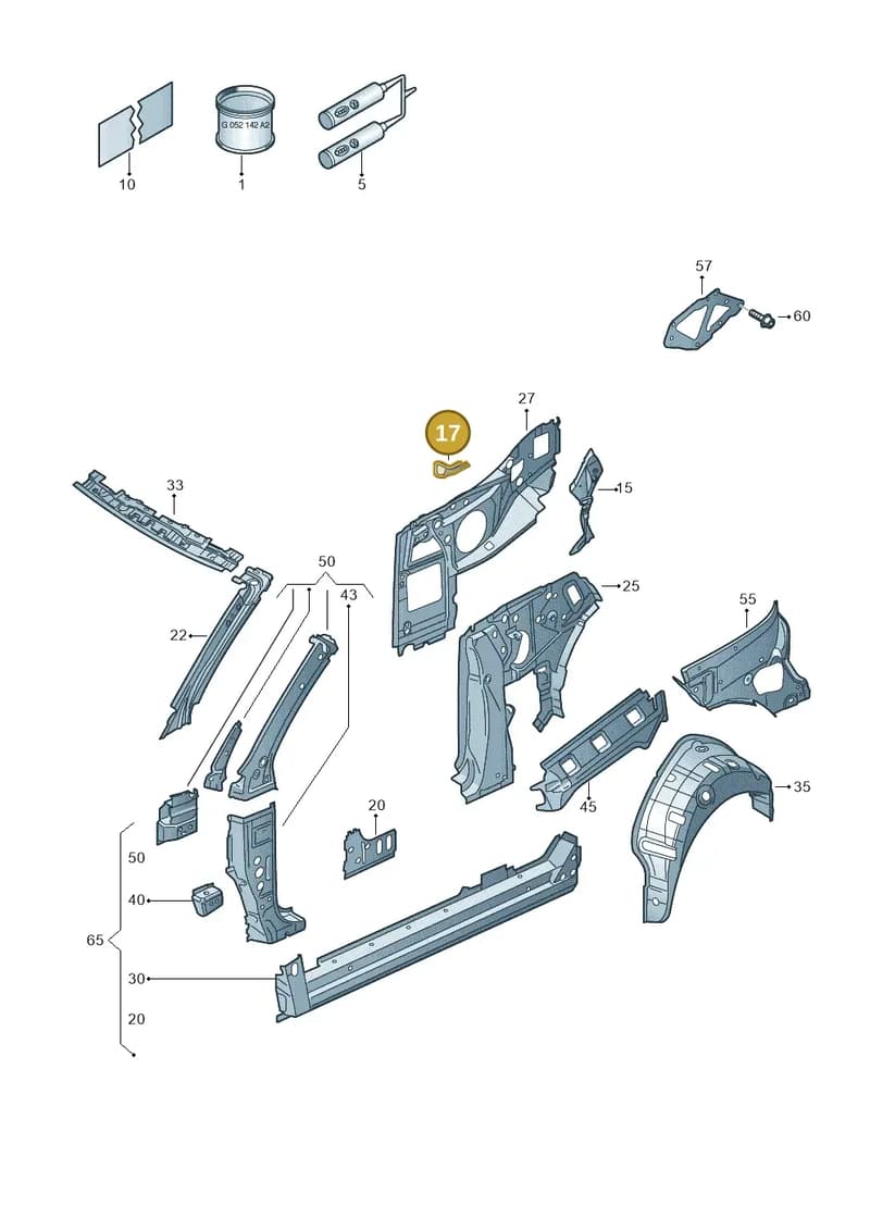 8P7806242A — Volkswagen Golf Cabriolet (2011-2016) diagram 718809000, position 17