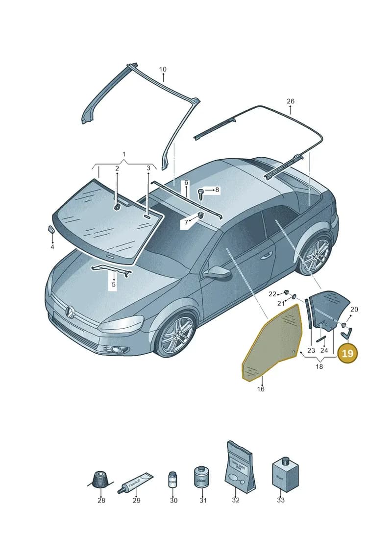8P7845458 — Volkswagen Golf Cabriolet (2011-2016) diagram 718845000, position 19