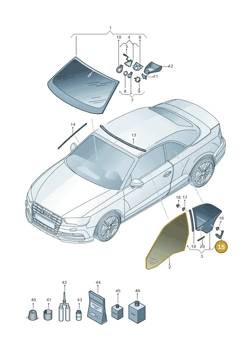8P7845458 — Audi A3 Cabriolet (2016-2020) diagram 778845000, position 15