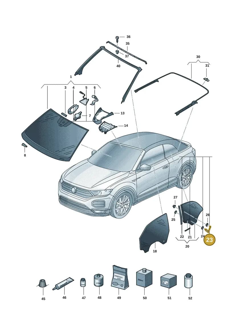 8P7845458 — Volkswagen T-Roc Cabriolet (2019-2025) diagram 2gk845000, position 23