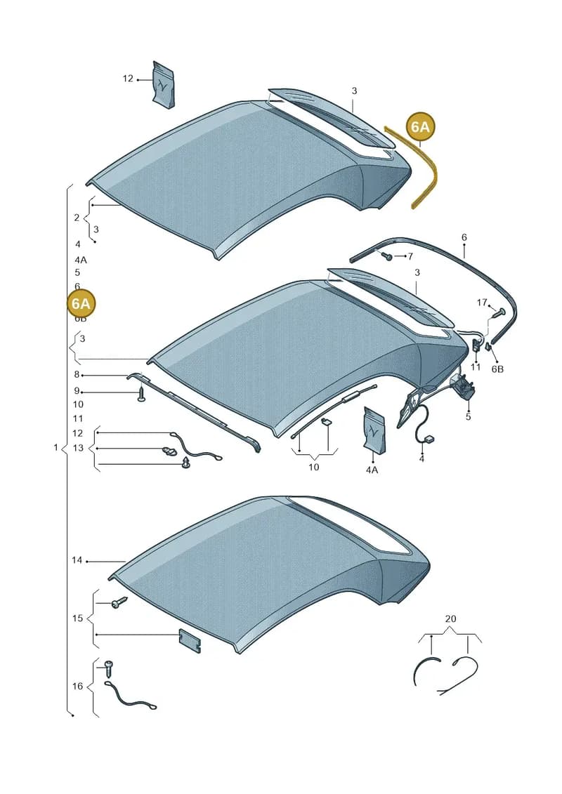 8P7871381A — Volkswagen T-Roc Cabriolet (2019-2025) diagram 718871000, position 6A