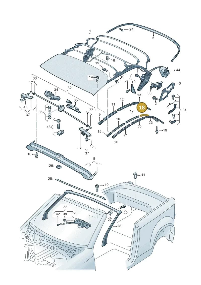 8P7871387 — Volkswagen T-Roc Cabriolet (2019-2025) diagram 718871100, position 18