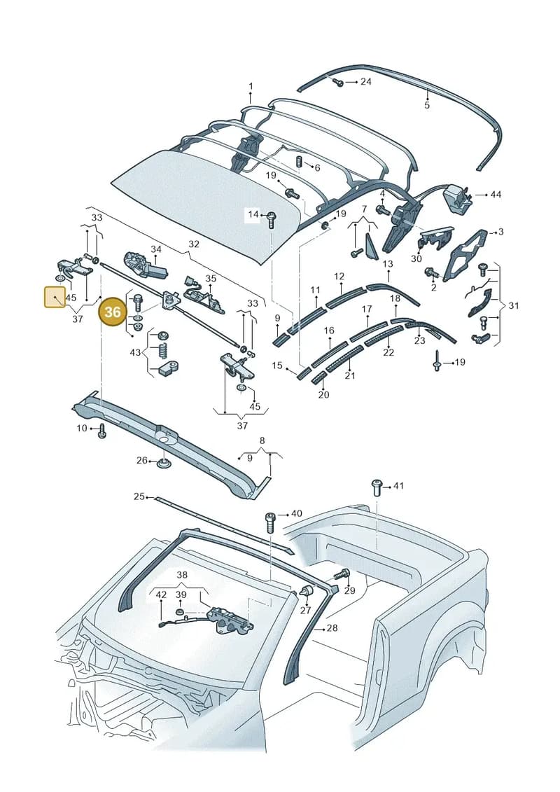 8P7898052 — Volkswagen T-Roc Cabriolet (2019-2025) diagram 718871100, position 36