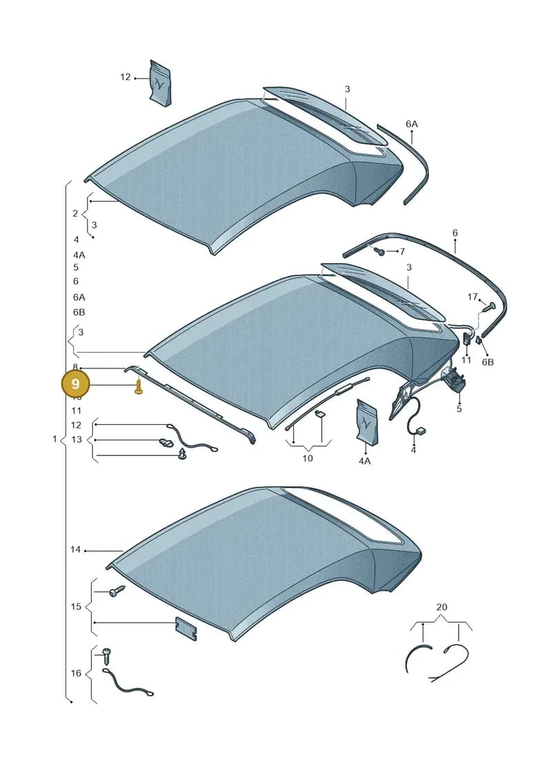8P7898091A — Volkswagen T-Roc Cabriolet (2019-2025) diagram 718871000, position 9