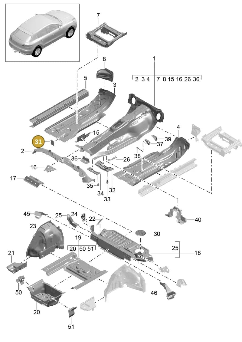8R0809025B — Porsche Macan (2013-2018) diagram p44801020, position 31