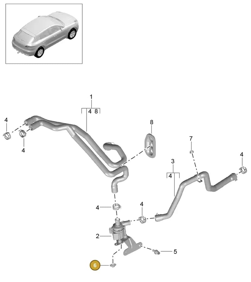 8R0819334AC — Porsche Macan (2013-2018) diagram p44813000, position 6