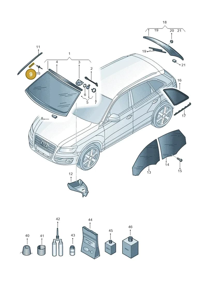 8R0845453A — Audi Q5 qu. 2.0 TDI (2008-2012) diagram 647845000, position 9