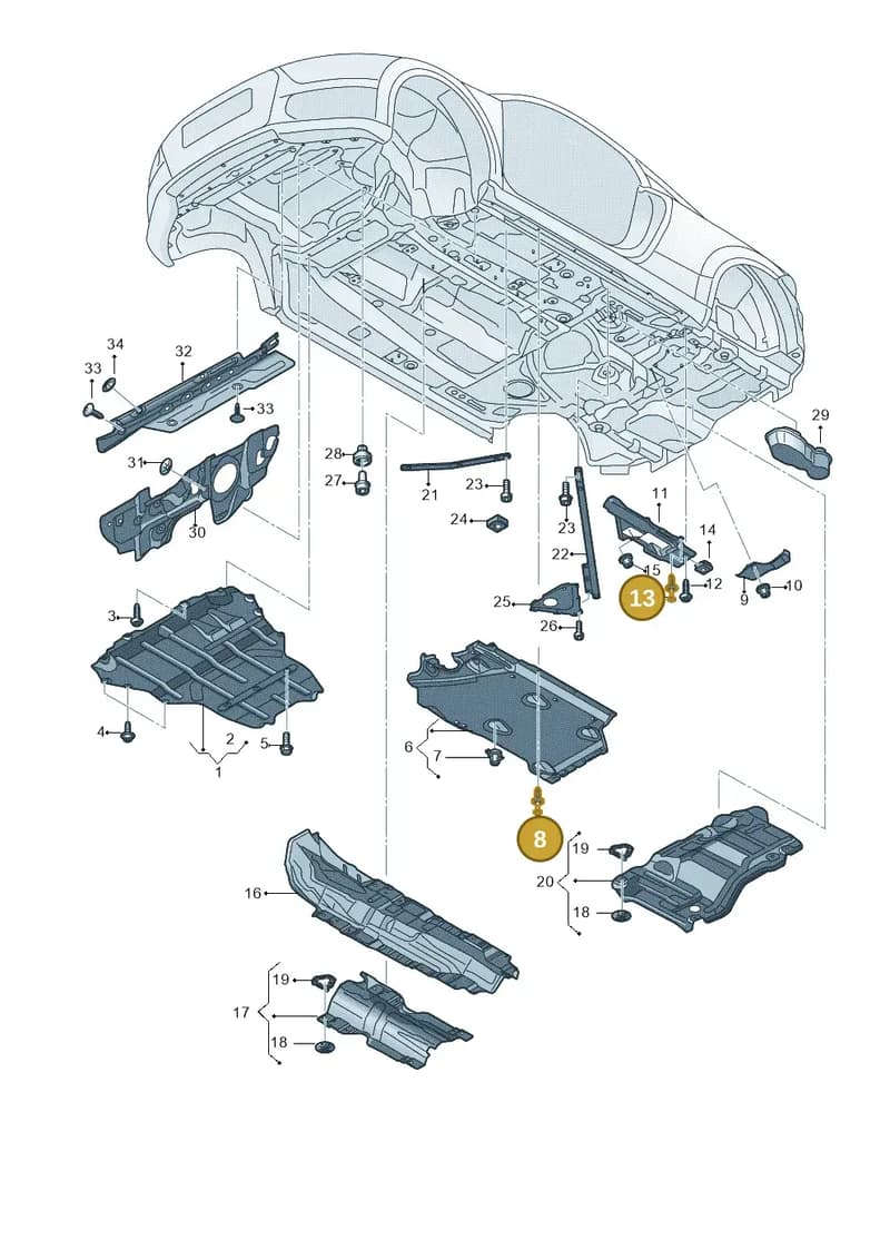 8S0805163 — Audi TT RS (2016-2023) diagram 898825100, position 8+13