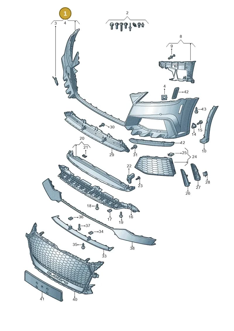 8S0807065KGRU — Audi TT RS (2016-2023) diagram 898807100, position 1
