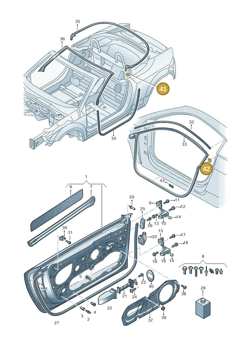 8S0827938 — Audi TT RS (2016-2023) diagram 850831100, position 41+42