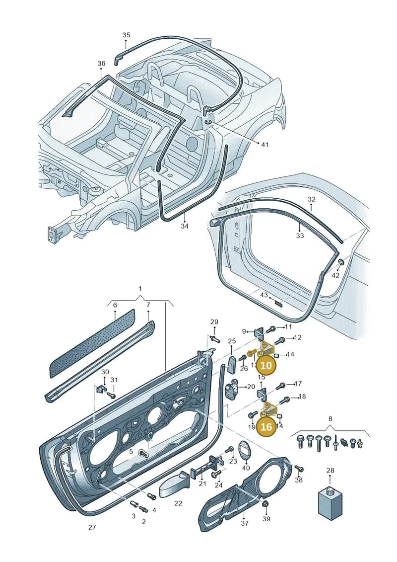 8S0833403A — Audi TT RS (2016-2023) diagram 850831100, position 10+16