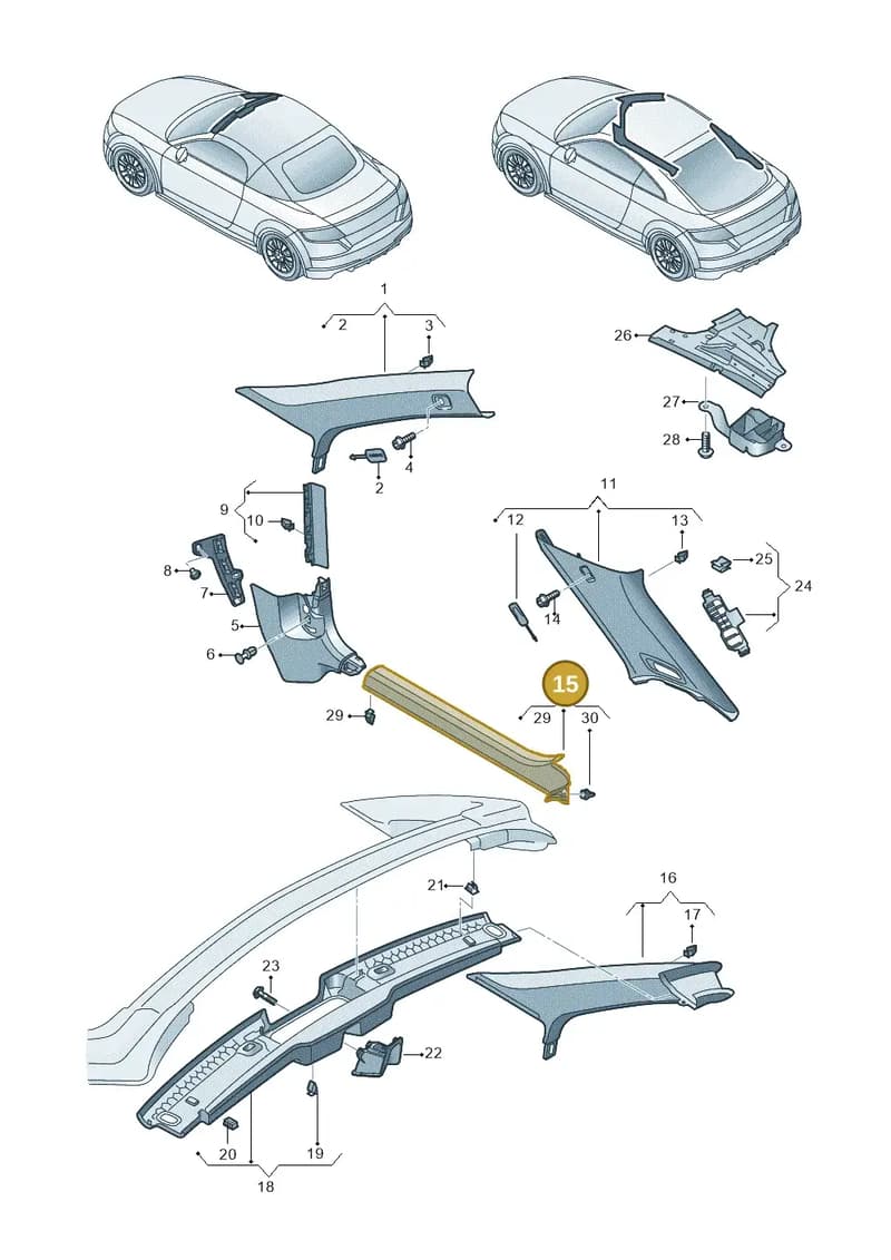 8S08539064PK — Audi TT RS (2016-2023) diagram 850867650, position 15