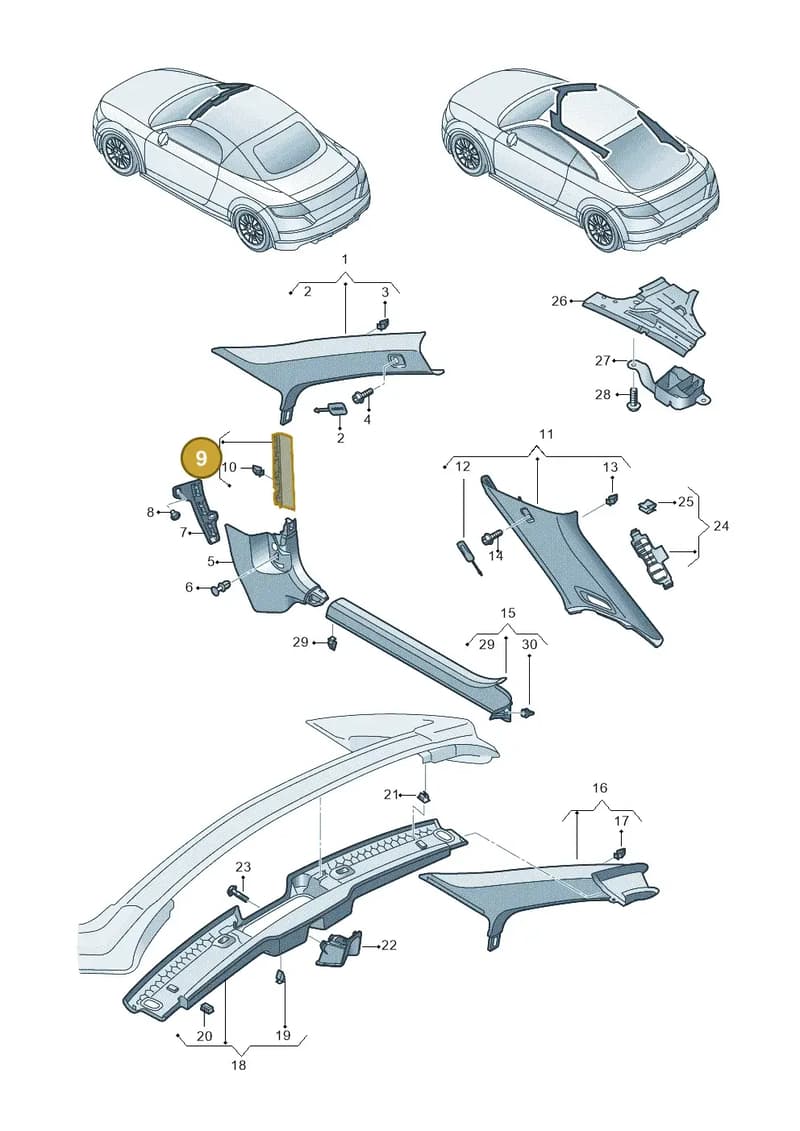 8S08682044PK — Audi TT RS (2016-2023) diagram 850867650, position 9