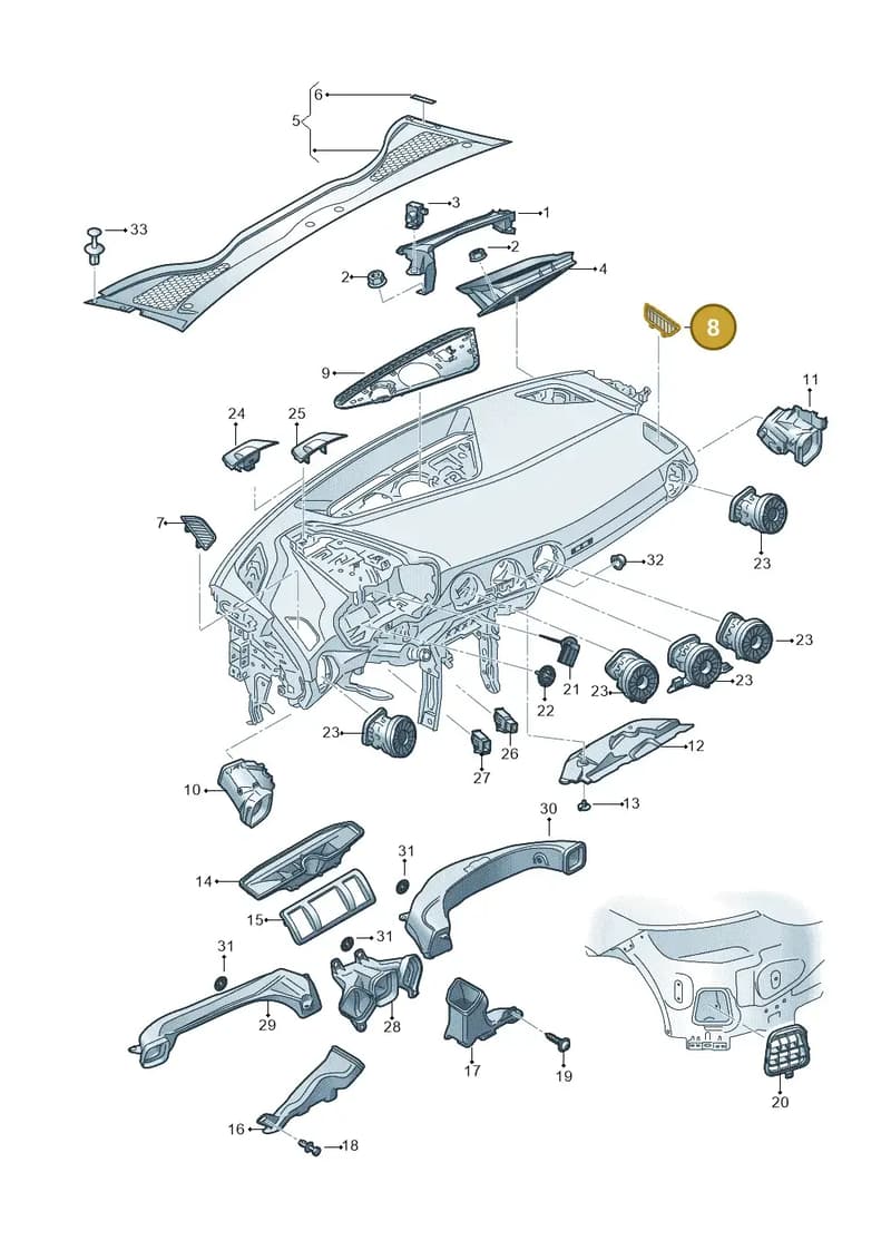 8S18197946PS — Audi TT RS (2016-2023) diagram 850819300, position 8