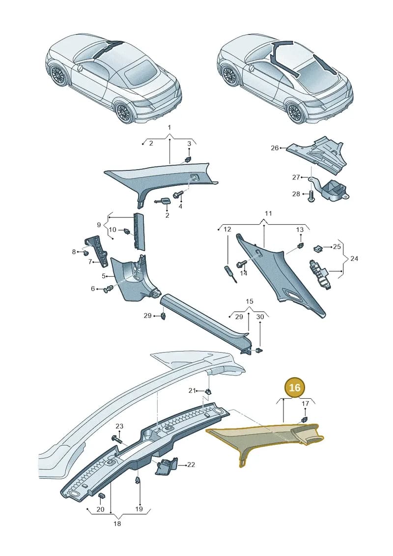 8S786723424A — Audi TT RS (2016-2023) diagram 850867650, position 16