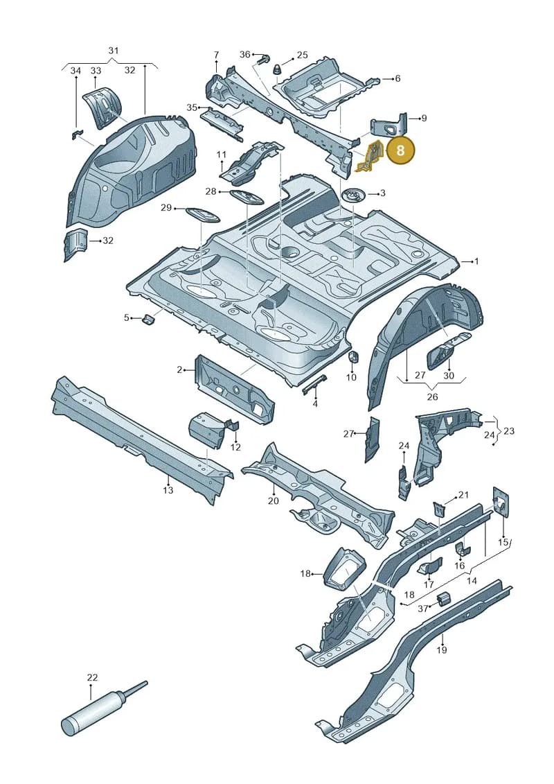 8S8813174 — Audi TT RS (2016-2023) diagram 850803100, position 8