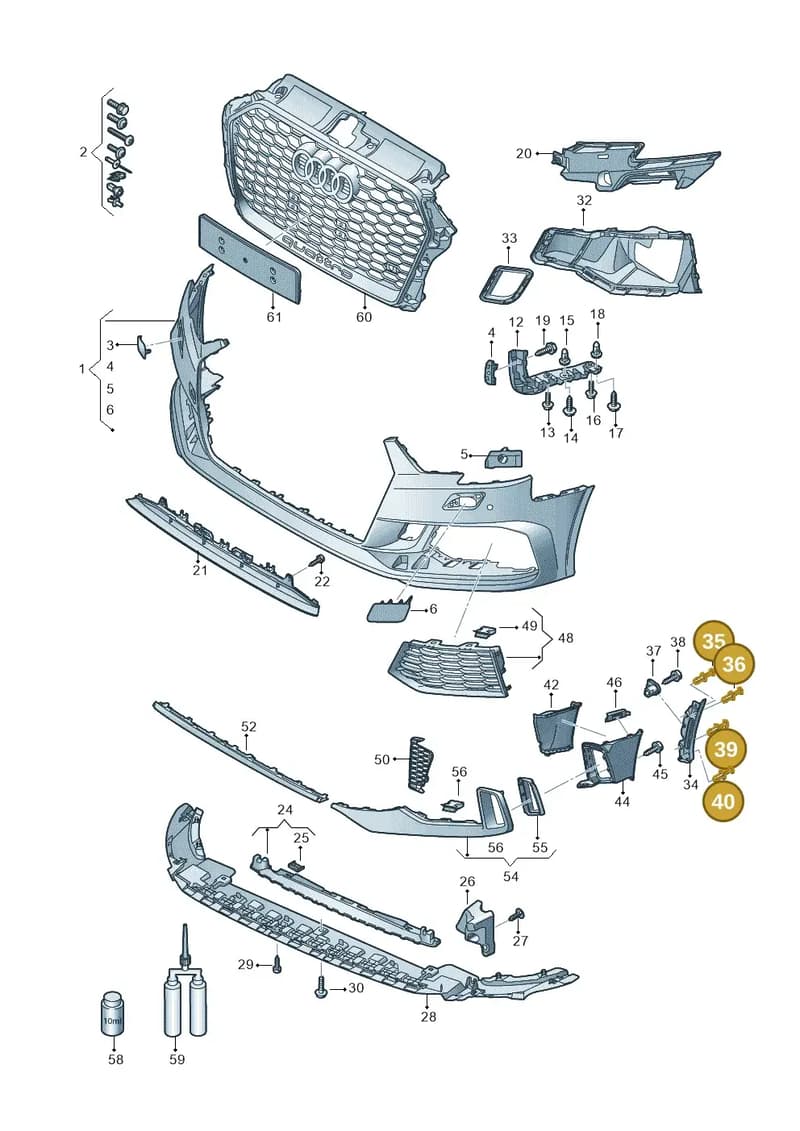 8T0807300 — Audi RS3 Limousine (2017-2020) diagram 853807200, position 35+36+39+40
