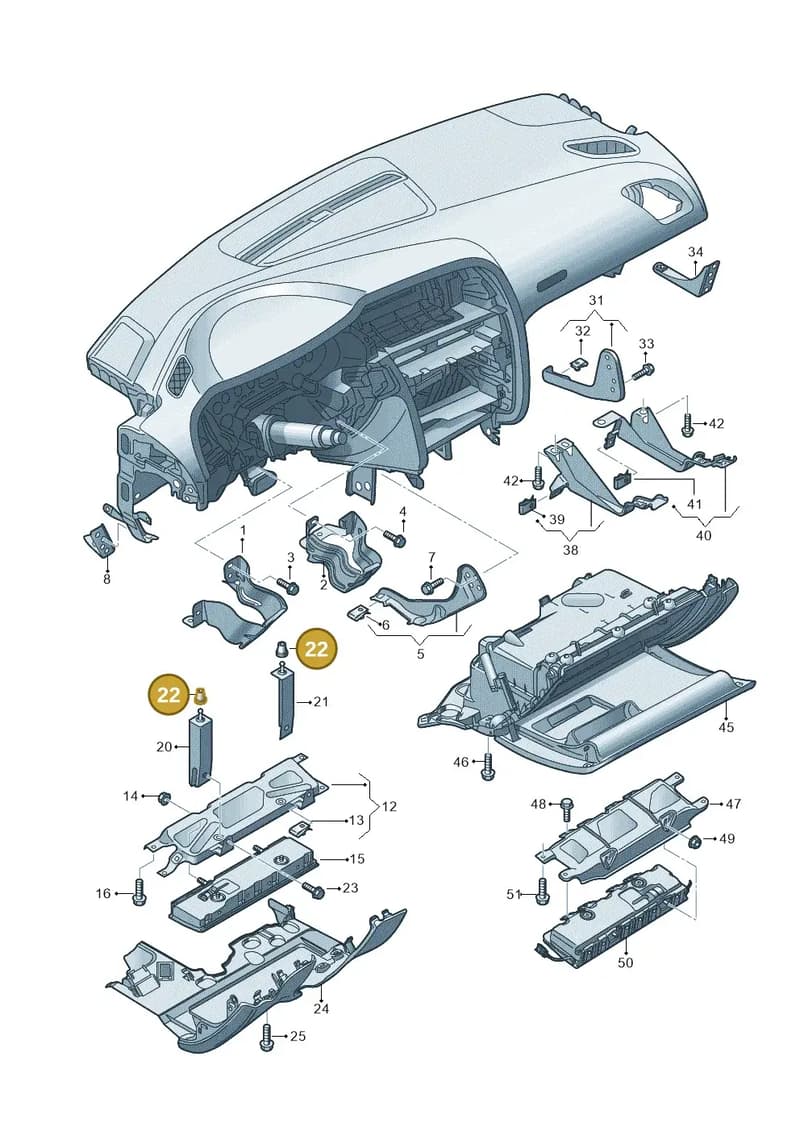 8T0857949A — Audi RS5 Cabrio (2012-2015) diagram 620880150, position 22