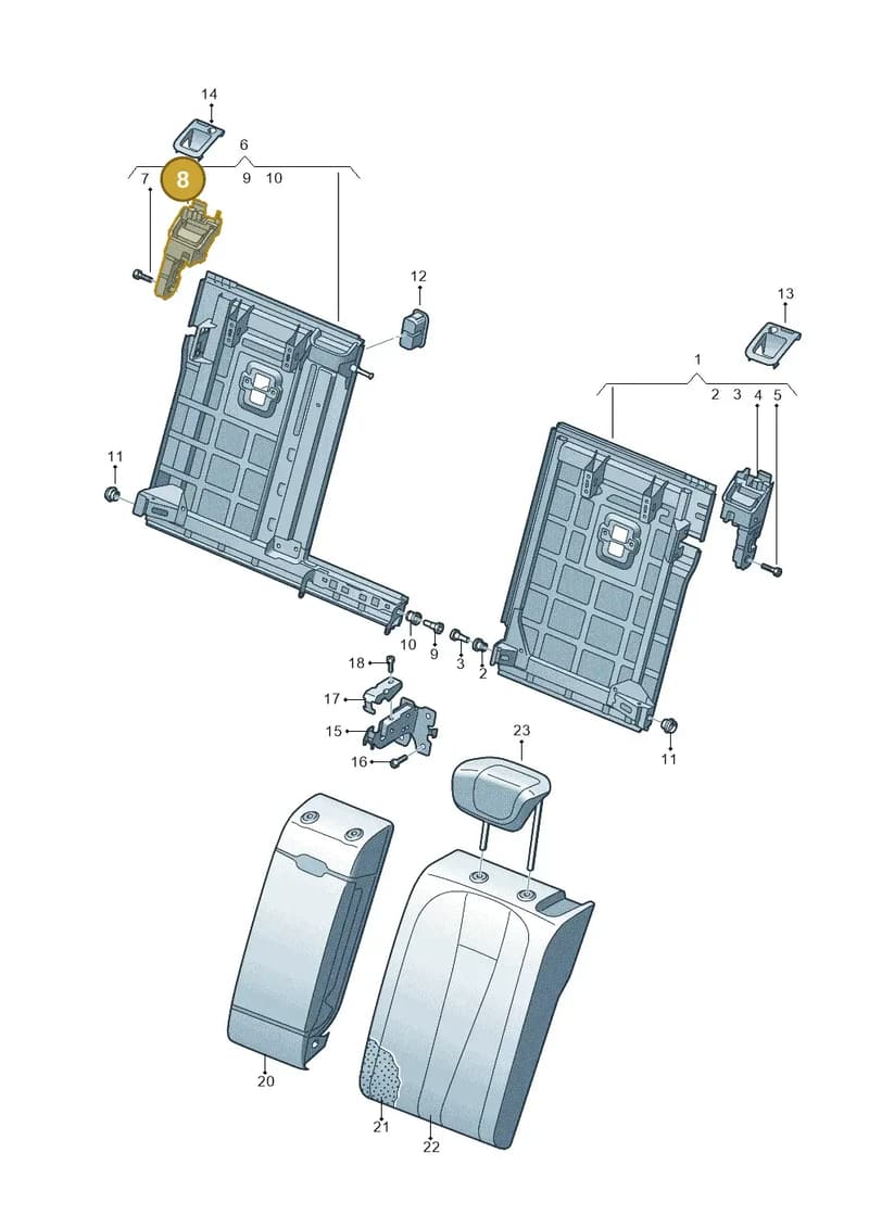 8T0885682A — Audi A5 Sportback (2016-2025) diagram 897885700, position 8