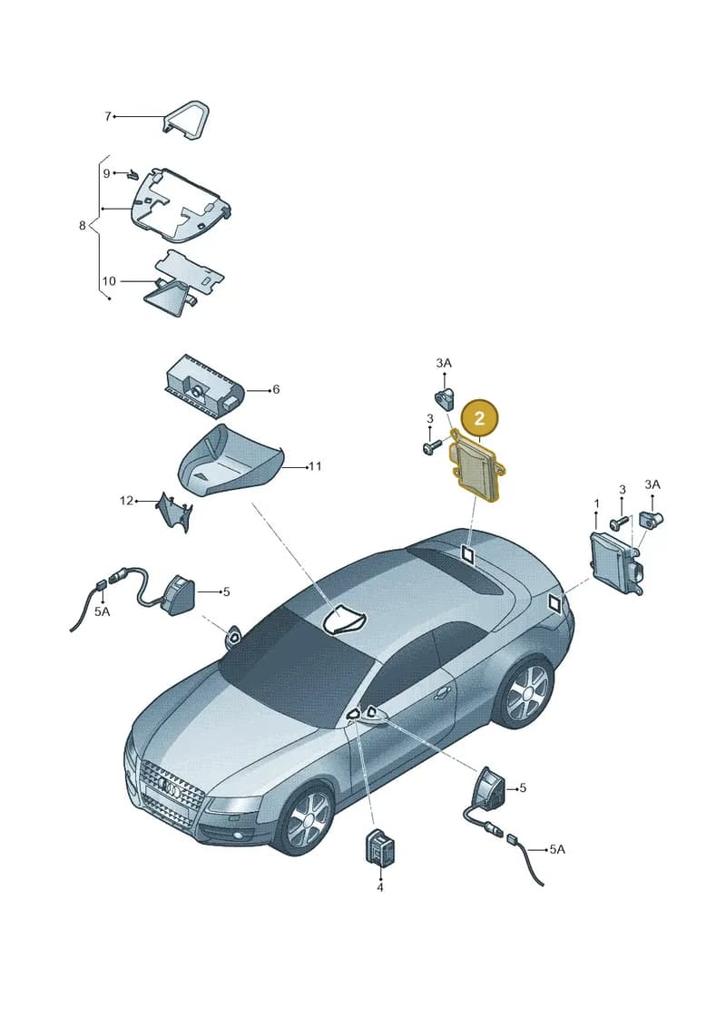 8T0907566A — Audi A5 Sportback (2011-2017) diagram 724907350, position 2