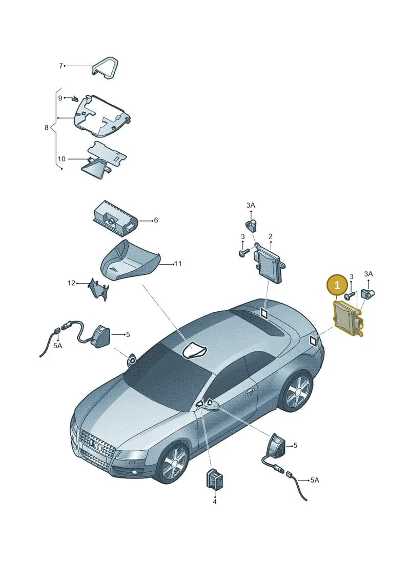 8T0907568A — Audi A5 Cabrio 2.0 (2011-2017) diagram 725907350, position 1