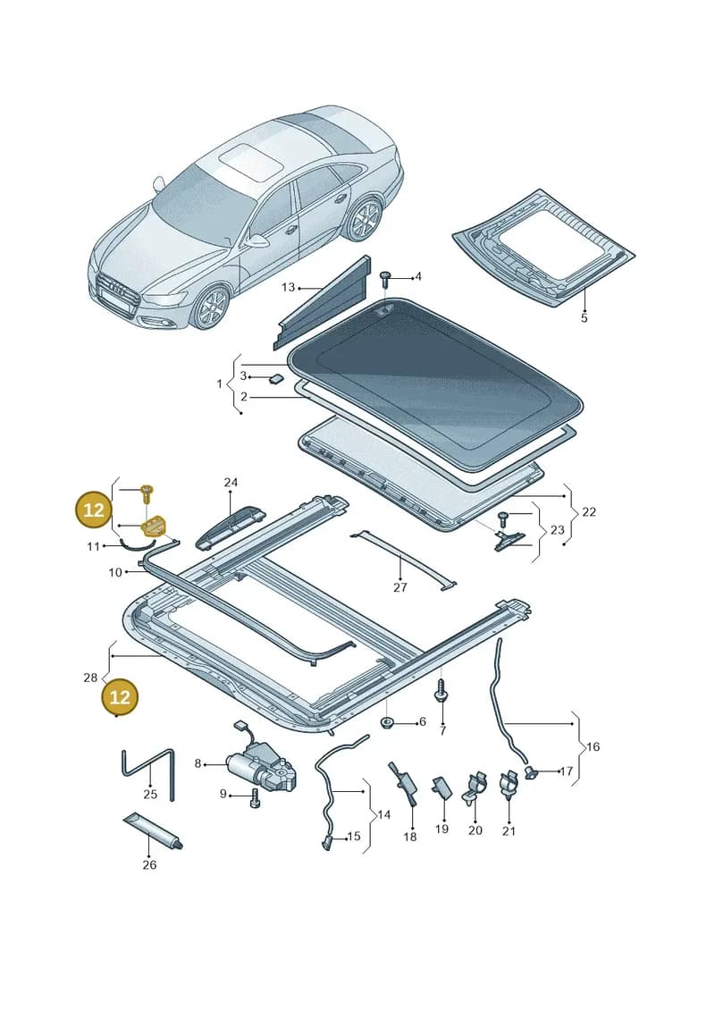 8T8898644 — Audi A6 1.8 (2015-2019) diagram 887877000, position 12
