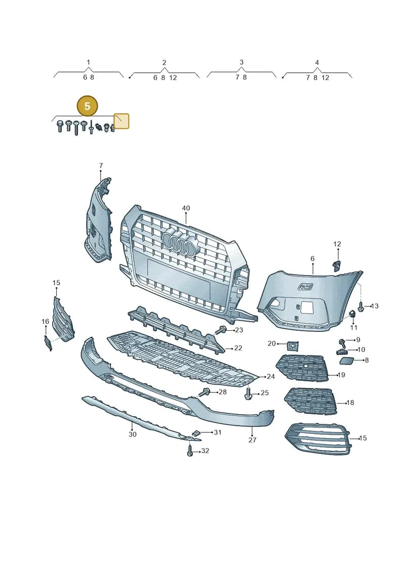 8U0098623B — Audi Q3 (2014-2019) diagram 855807200, position 5