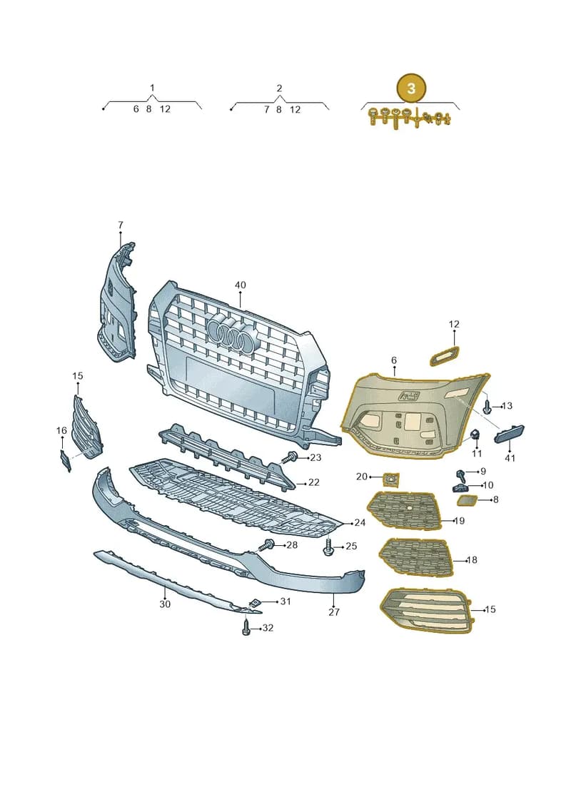 8U0098623B — Audi Q3 (2014-2019) diagram 855807250, position 3