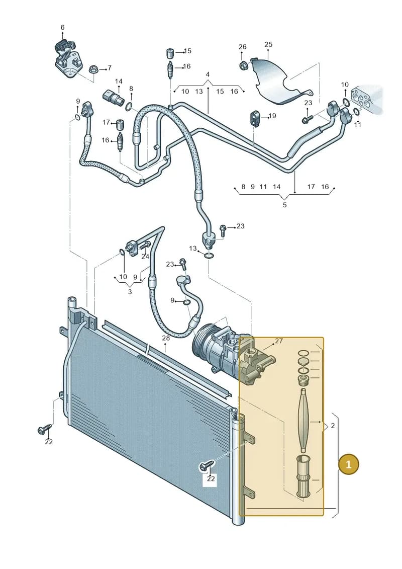 8U0260401C — Audi Q3 1.4 (2016-) diagram 728260400, position 1
