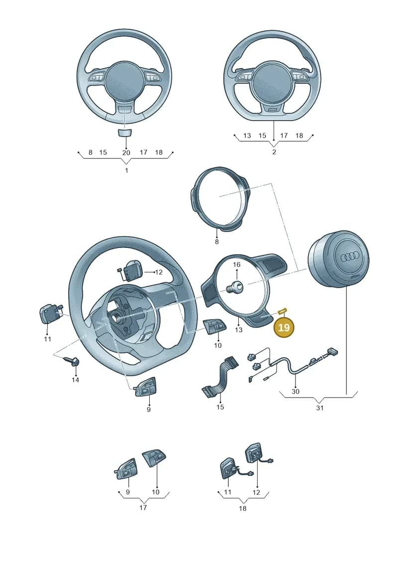 8U0419685A — Audi RS Q3 (2013-2018) diagram 695419100, position 19