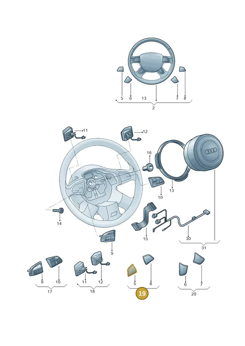 8U0498685 — Audi Q3 quattro 2.0 (2016-2019) diagram 895419020, position 19