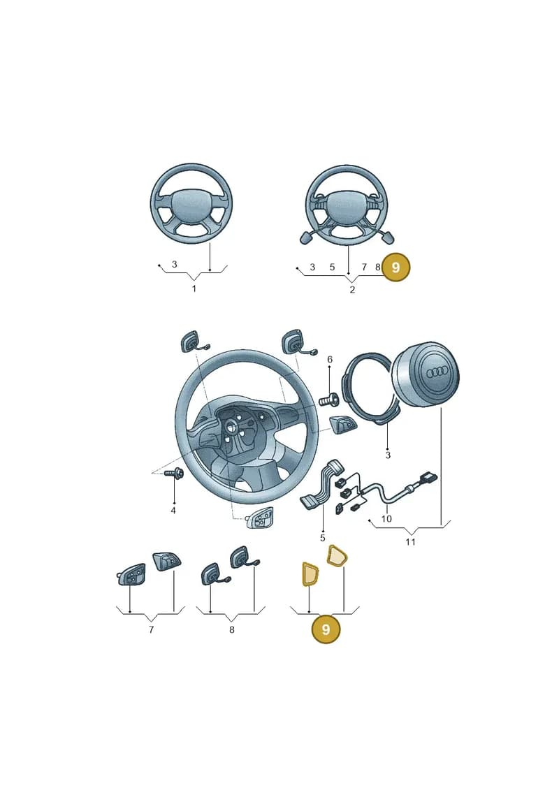 8U0498685A — Audi A3 Limousine 2.0 (2015-2016) diagram 886419200, position 9