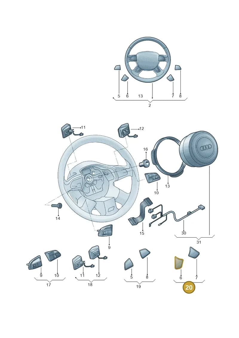 8U0498685A — Audi Q3 quattro 2.0 (2016-2019) diagram 895419020, position 20
