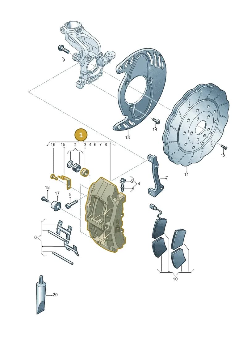 8U0615108A — Audi RS Q3 (2013-2018) diagram 764615500, position 1
