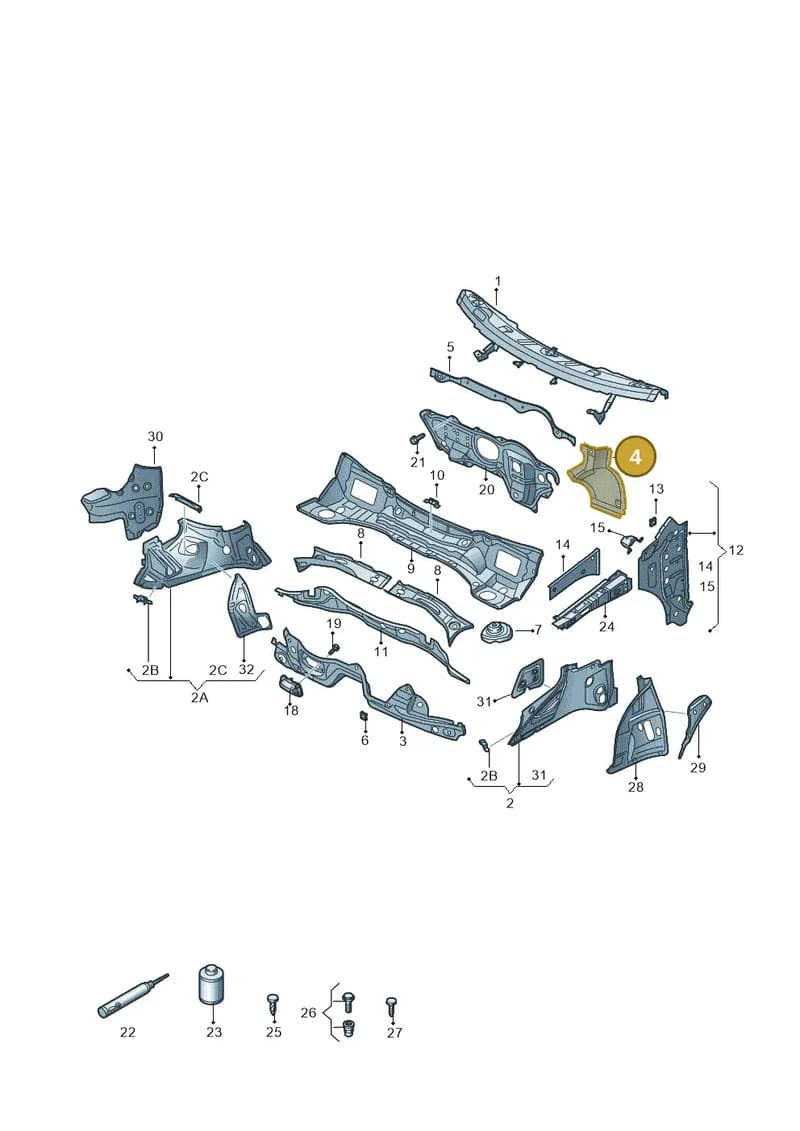 8U0802222TA — Audi Q3 1.4 (2016-) diagram 728803100, position 4