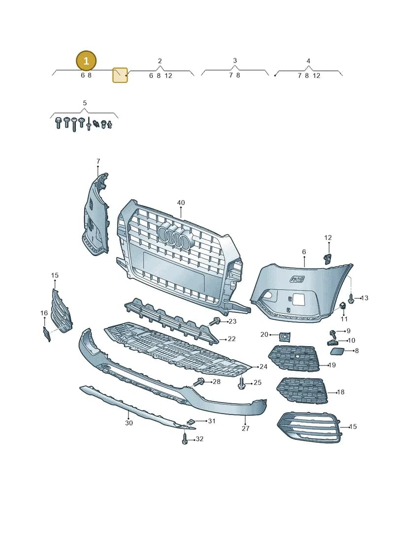 8U0807065NGRU — Audi Q3 (2014-2019) diagram 855807200, position 1