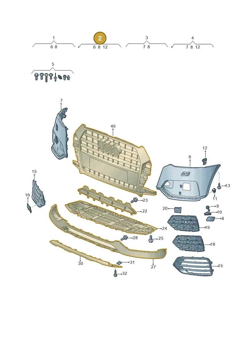 8U0807065PGRU — Audi Q3 (2014-2019) diagram 855807200, position 2