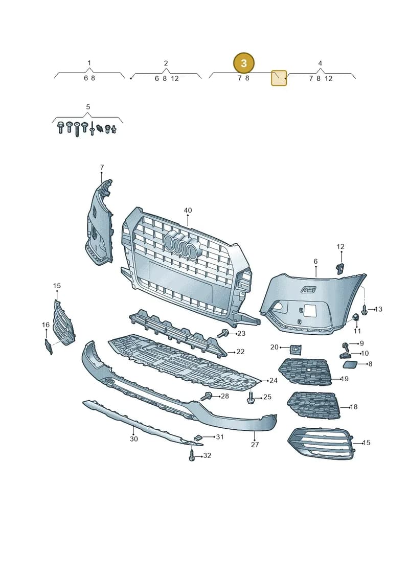 8U0807066HGRU — Audi Q3 (2014-2019) diagram 855807200, position 3