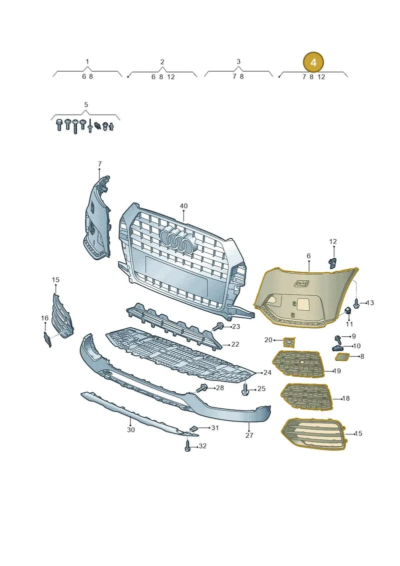 8U0807066KGRU — Audi Q3 (2014-2019) diagram 855807200, position 4