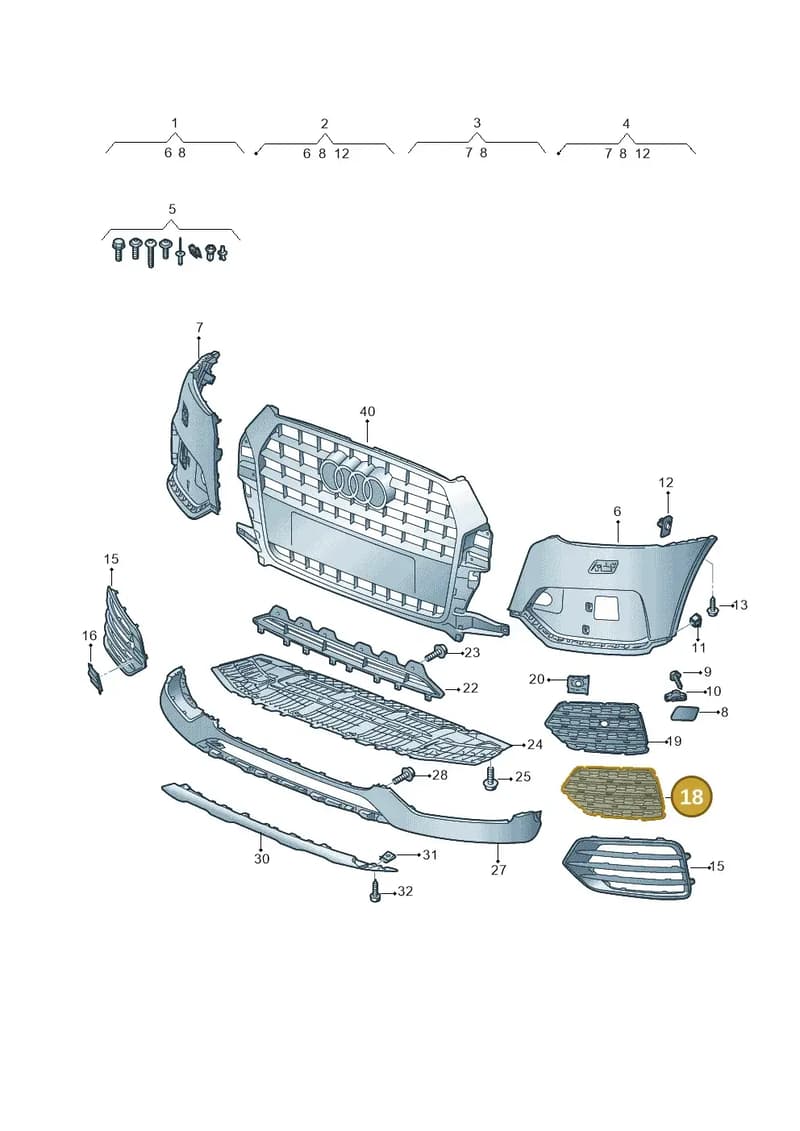 8U0807151F4U8 — Audi Q3 (2014-2019) diagram 855807200, position 18