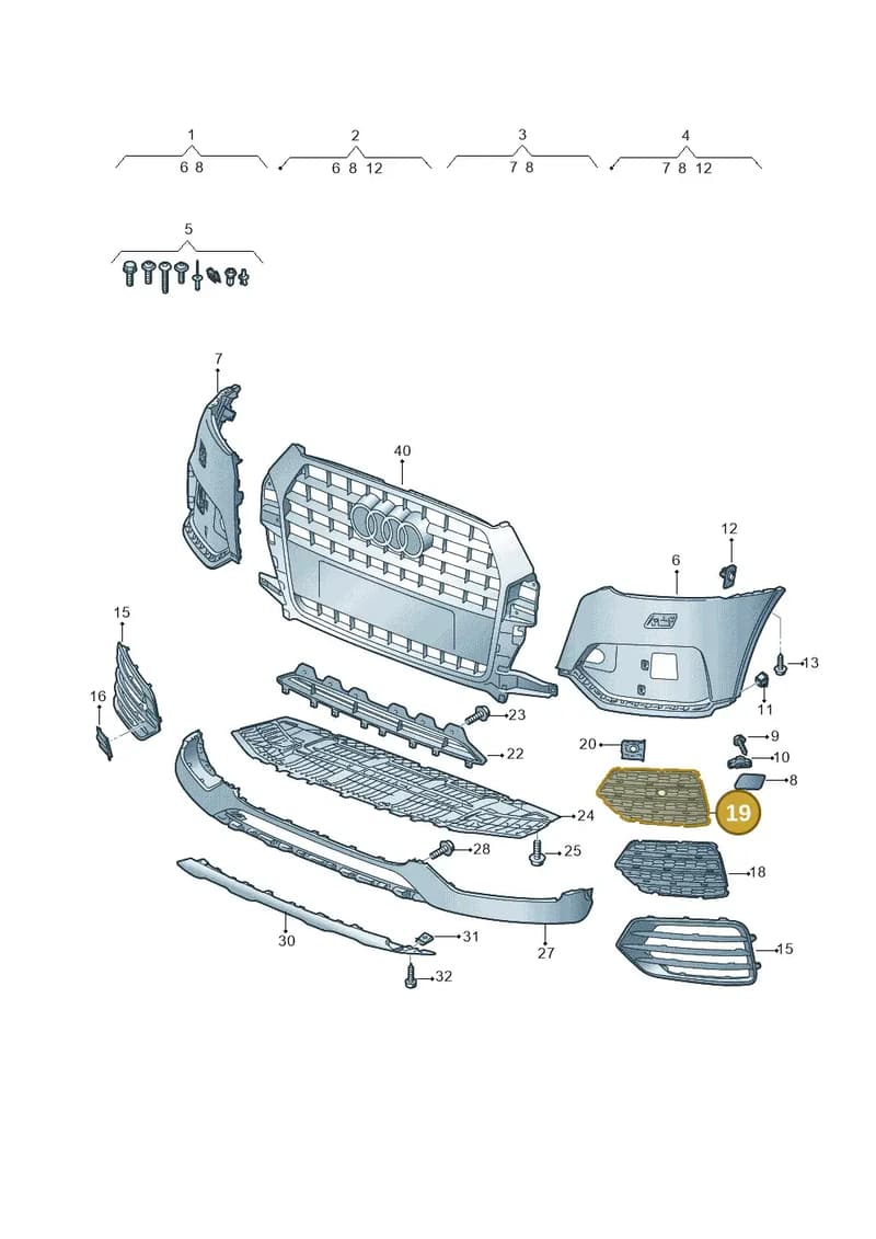 8U0807152G4U8 — Audi Q3 (2014-2019) diagram 855807200, position 19