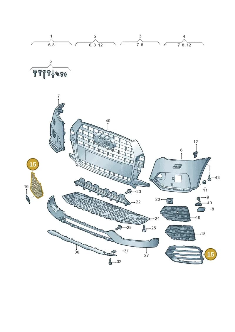 8U0807682KT94 — Audi Q3 (2014-2019) diagram 855807200, position 15
