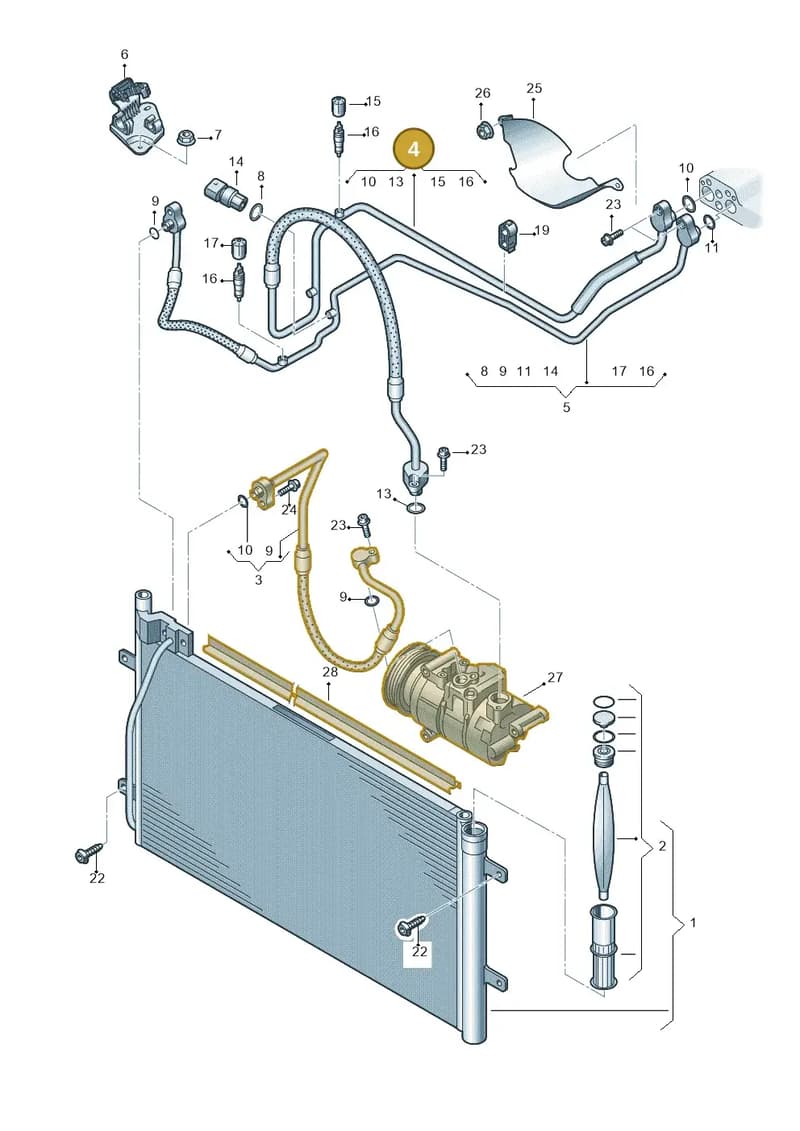 8U0820743M — Audi Q3 (2014-2019) diagram 728260400, position 4