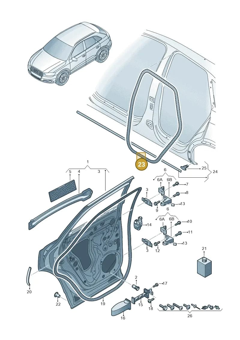 8U0833721A — Audi Q3 1.4 (2016-) diagram 855833100, position 23