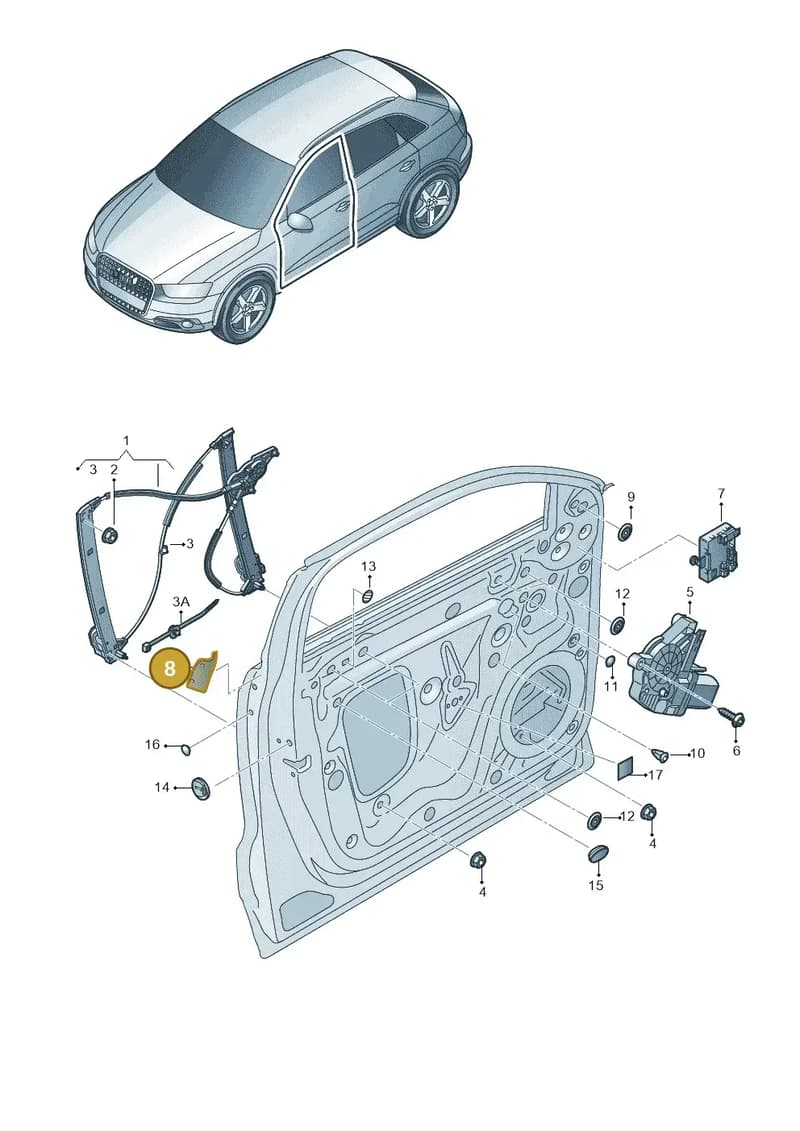 8U0837307A4PK — Audi Q3 (2014-2019) diagram 728837600, position 8